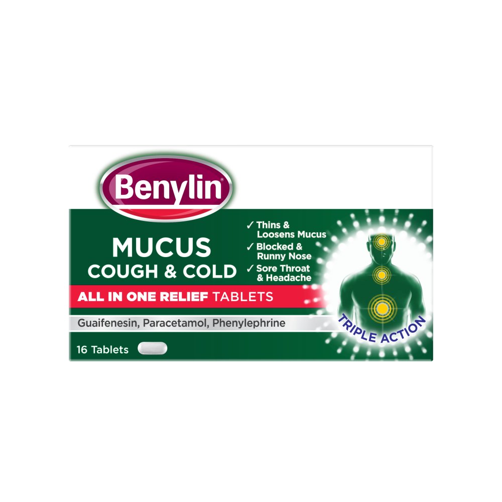 Benylin Mucus Cough & Cold All in One Tablets 16 Tablets (16s × 6 × 1)