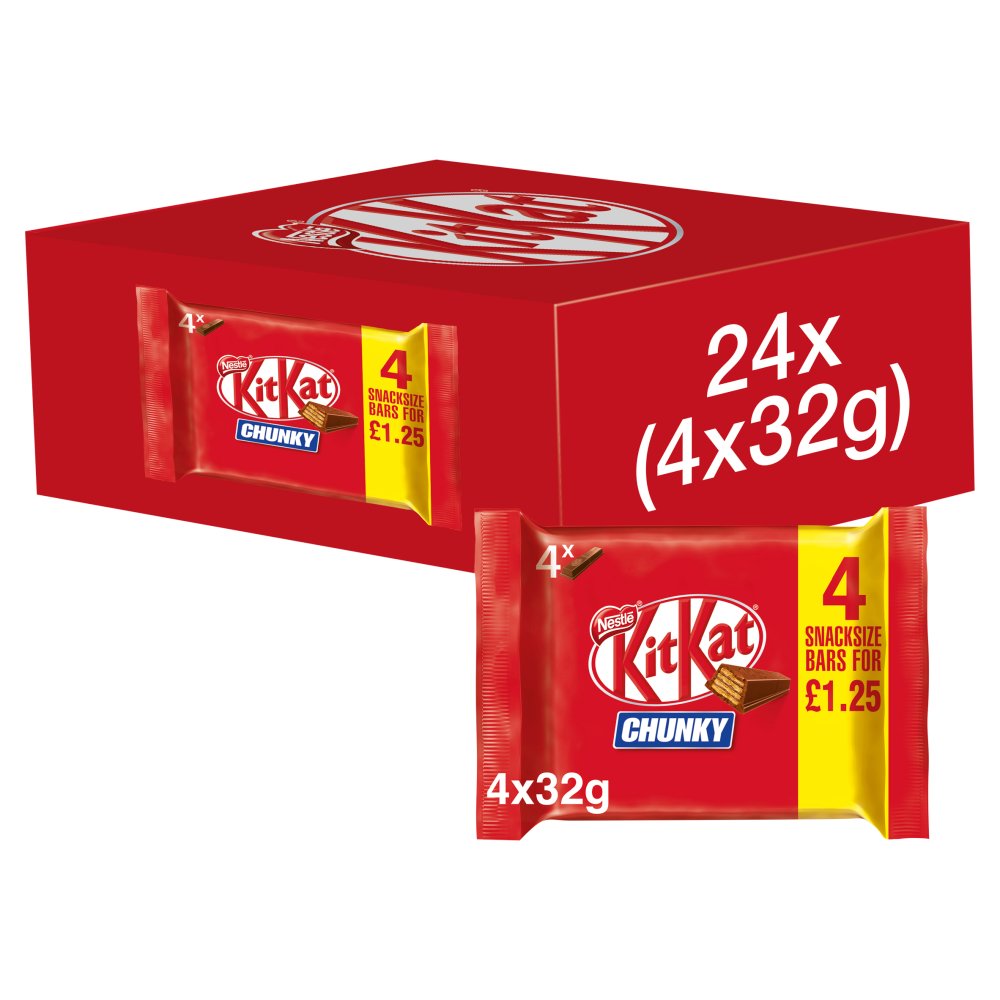Kit Kat Chunky Milk Chocolate Bar Multipack 4 Pack PMP £1.25 (4pk × 24 × 1)