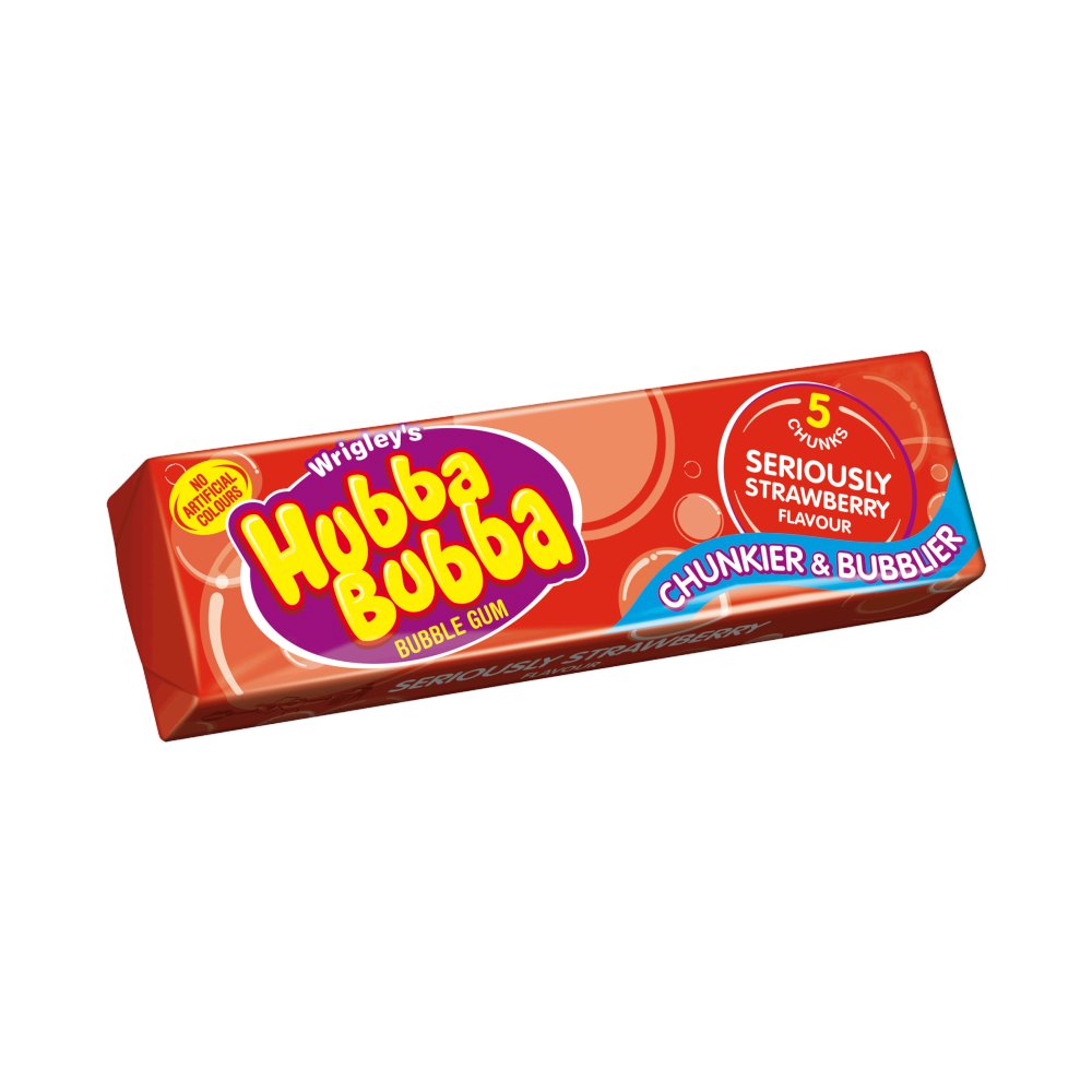 Hubba Bubba Seriously Strawberry Bubblegum 5 Chunky Chews