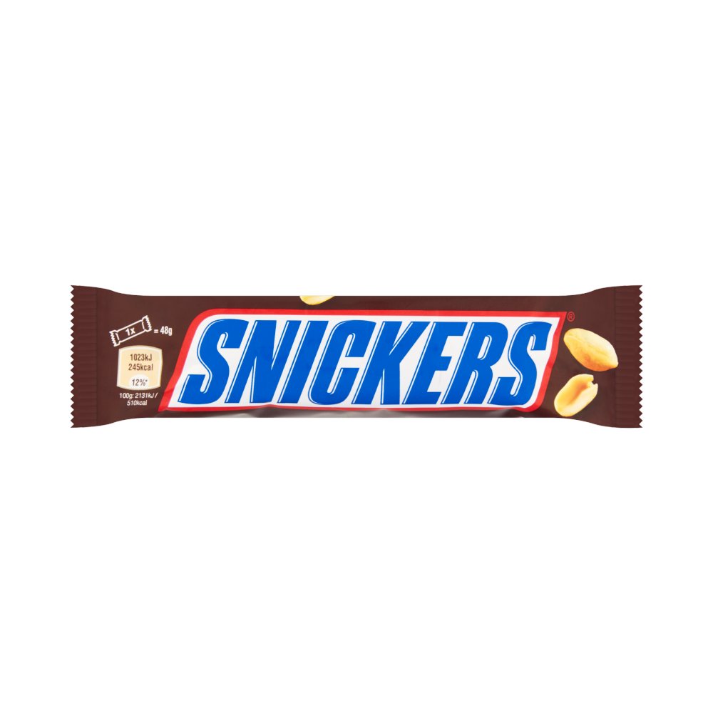 Snickers Caramel, Nougat, Peanuts & Milk Chocolate Snack Bar (48g × 48 × 1)