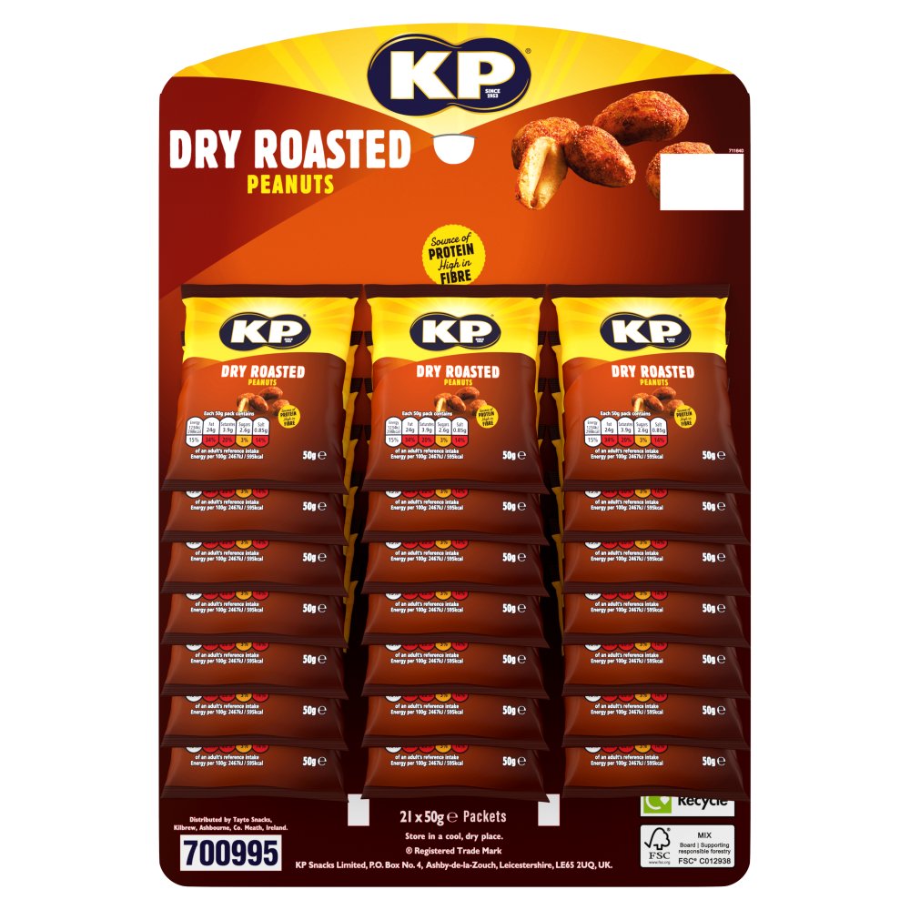 KP Dry Roasted Peanuts (Pubcard) (50g × 21 × 7)