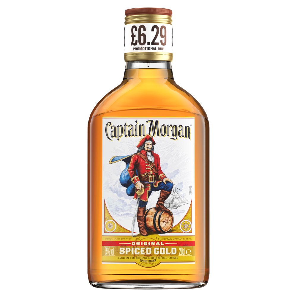 Captain Morgan Original Spiced Gold Rum Based Spirit Drink 35% vol 20cl £6.29 PMP (20Cl × 6)