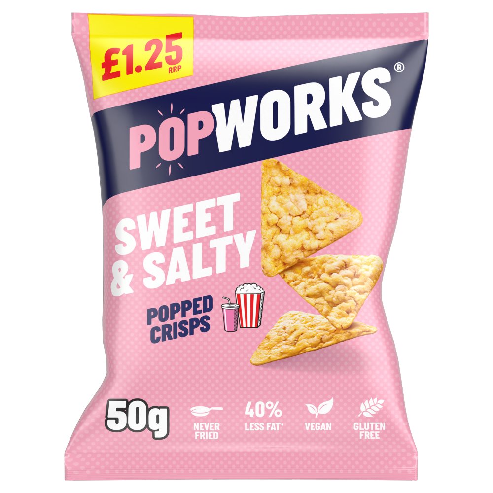 Popworks Sweet & Salty Popped Crisps £1.25 RRP PMP 50G