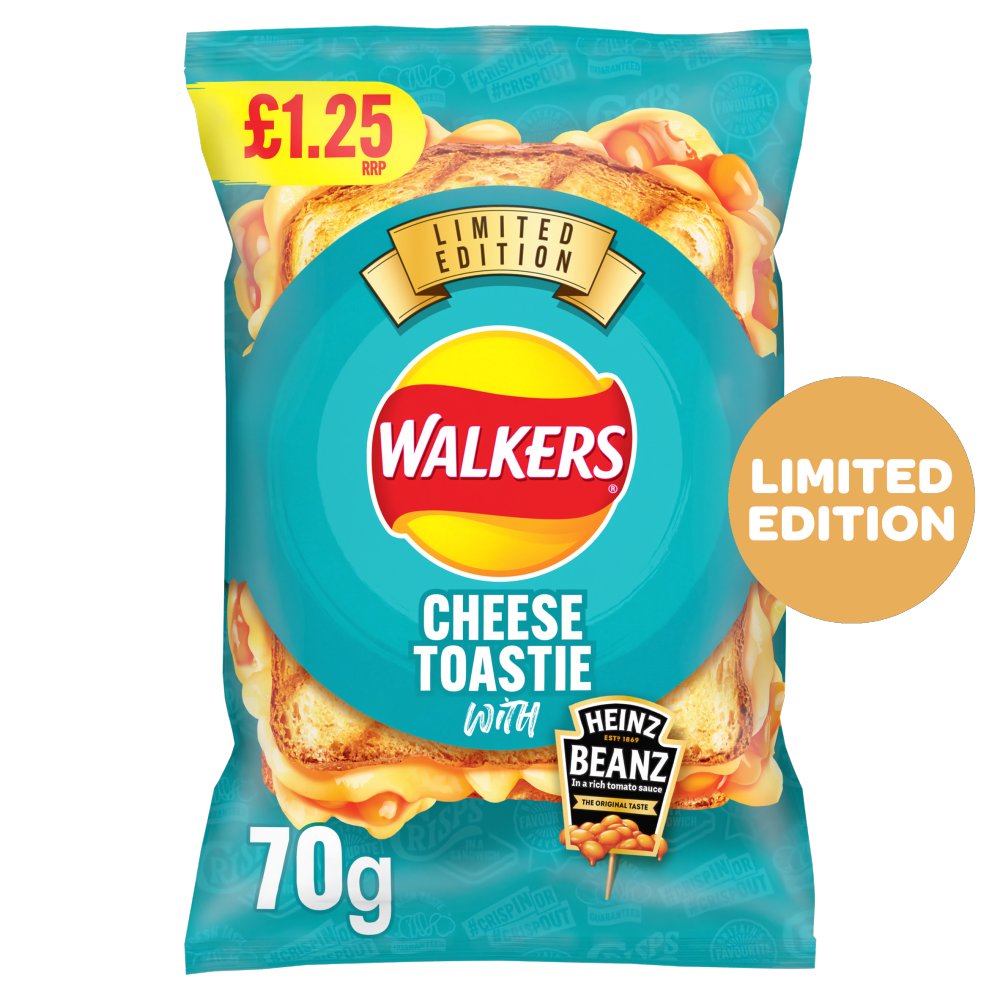 Walkers Cheese Toastie with Heinz Baked Beans Sharing Bag Crisps PMP RRP £1.25 (70g × 18 × 1)