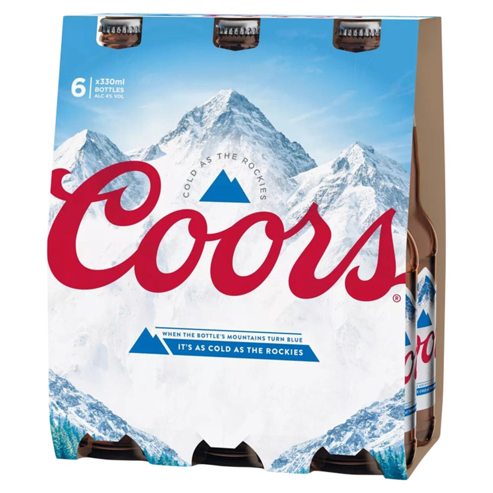 Coors Lager Beer Bottle (330ml × 6 × 1)