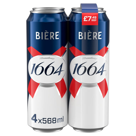 Kronenbourg 1664 Biere Beer Lager Pint Cans PM £7.49 (568ml × 6 × 1)
