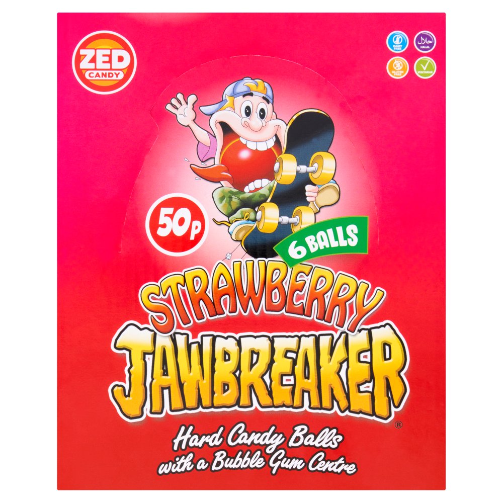 Zed Candy 6 Strawberry Jawbreaker Balls (49.5g × 24 × 12)
