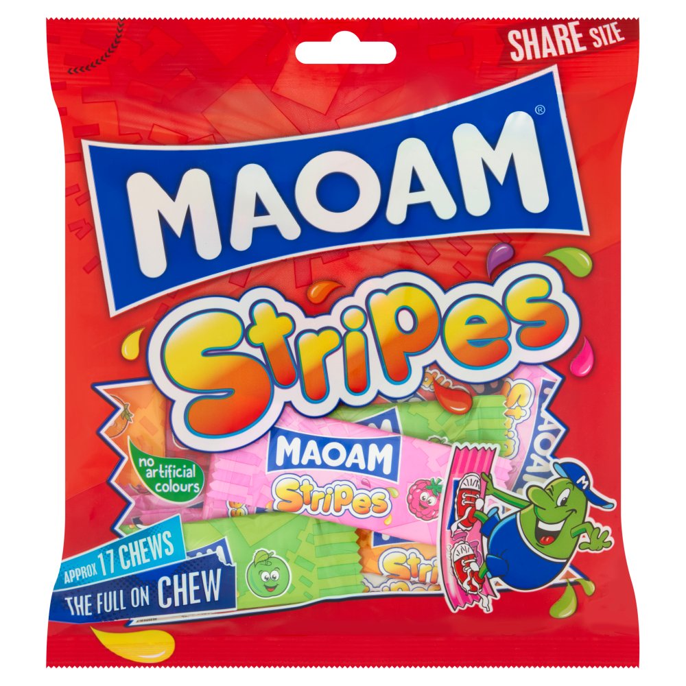 MAOAM Stripes Fruit & Cola Flavour Chewy Sweets Sharing Bag (140g × 14 × 1)