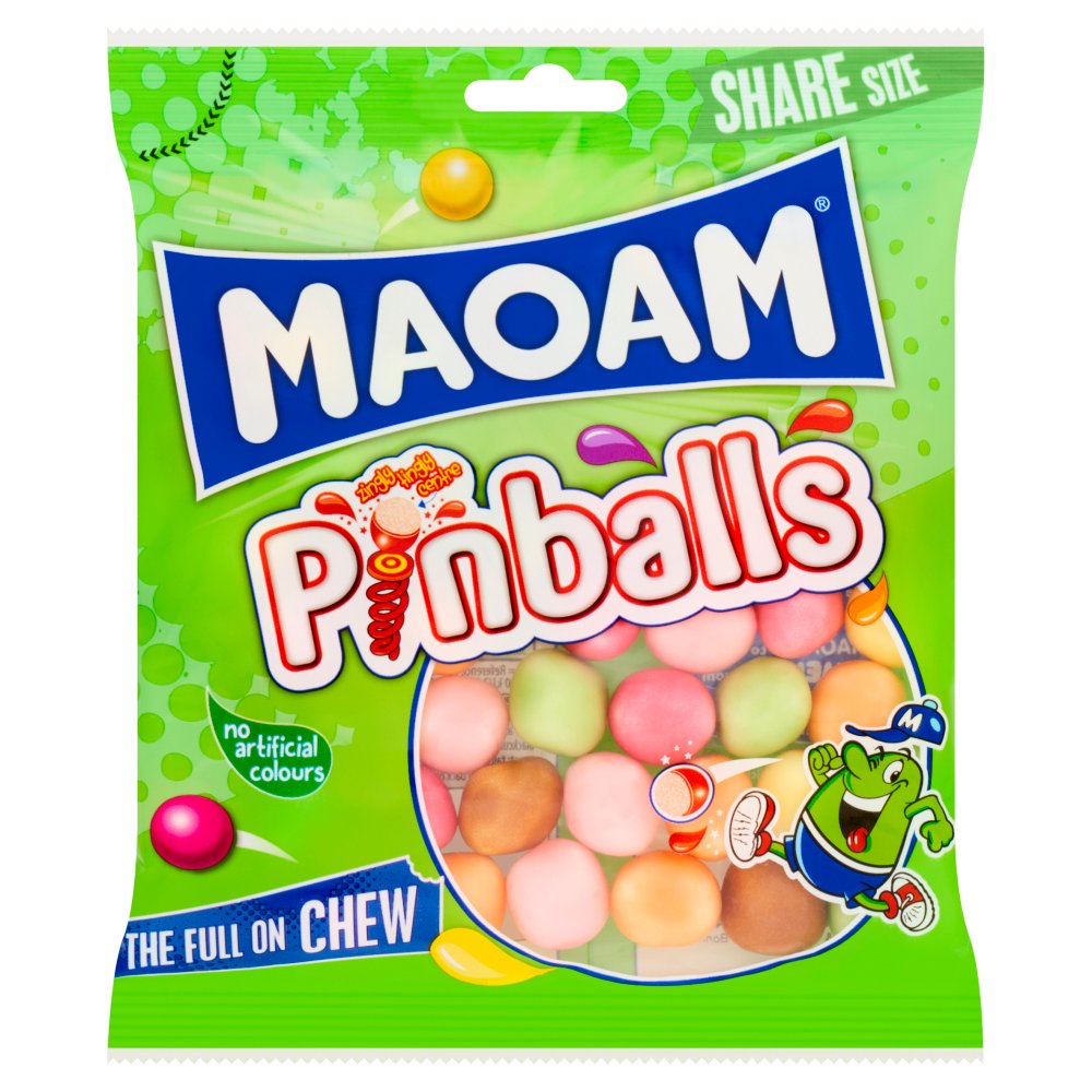 MAOAM Pinballs Fruit & Cola Flavour Chewy Sweets Sharing Bag (140g × 14 × 1)