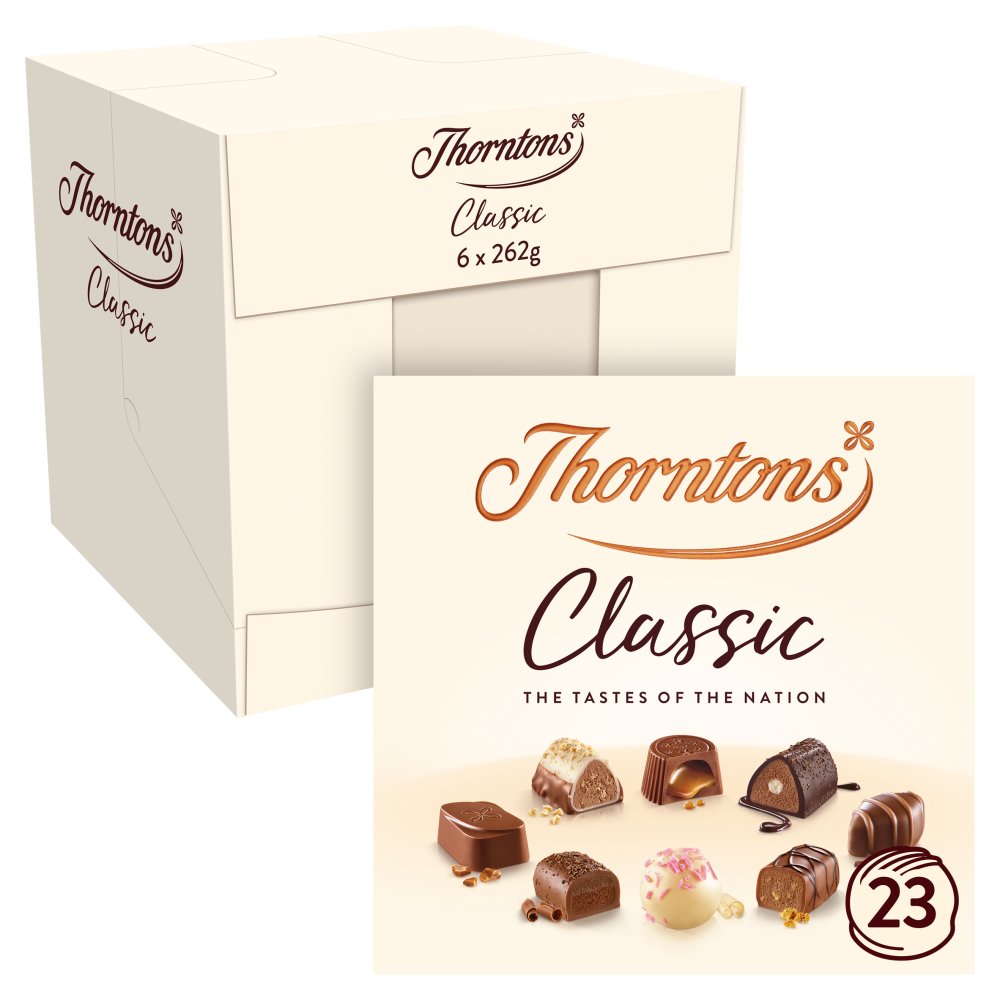 Thorntons Classic Collection Milk, Dark & White Chocolate Gift Box (262g × 6)