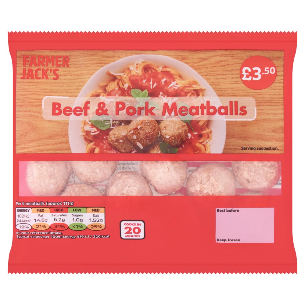 Farmer Jack's Beef & Pork Meatballs (240g × 12)