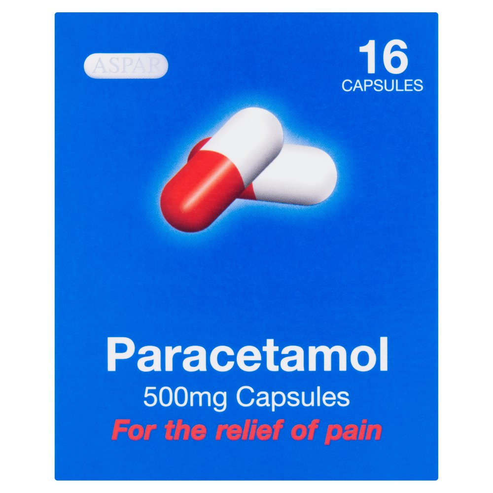 Aspar Paracetamol 500mg Capsules 16 Capsules (E16s × 12 × 12)