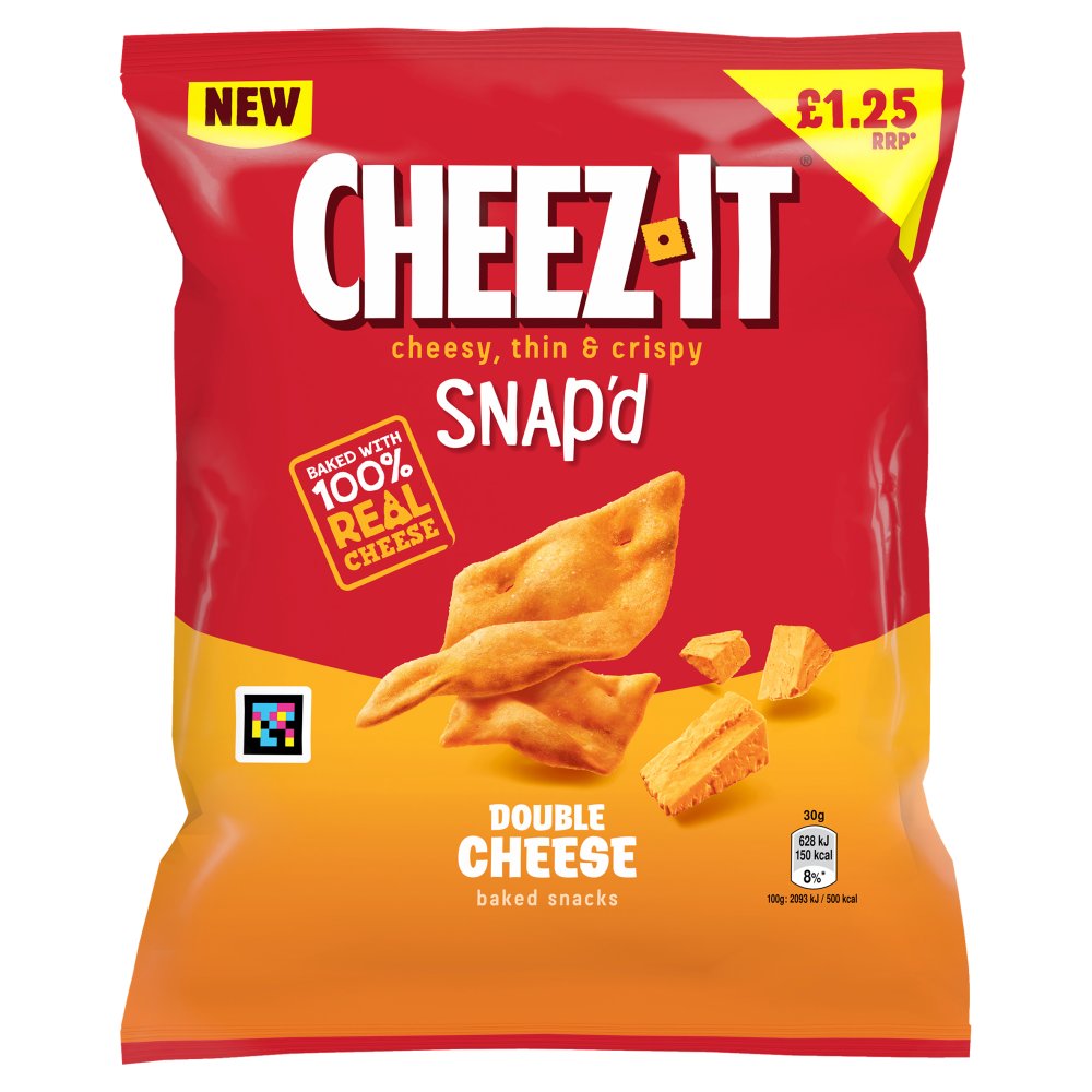 Cheez-It Double Cheese Thin & Crispy Baked Snacks PMP £1.25 (65g × 16 × 1)