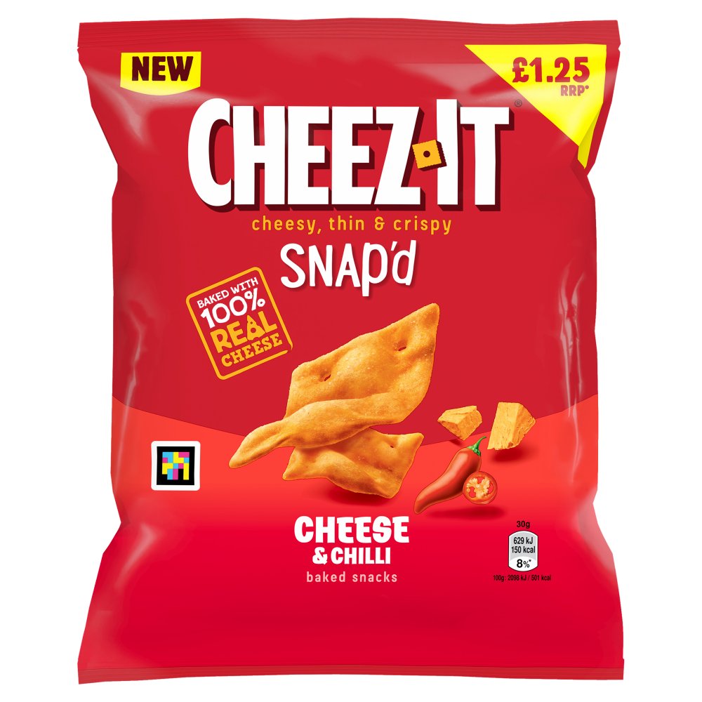Cheez-It Cheese & Chilli Thin & Crispy Baked Snacks PMP £1.25 (65g × 16 × 1)