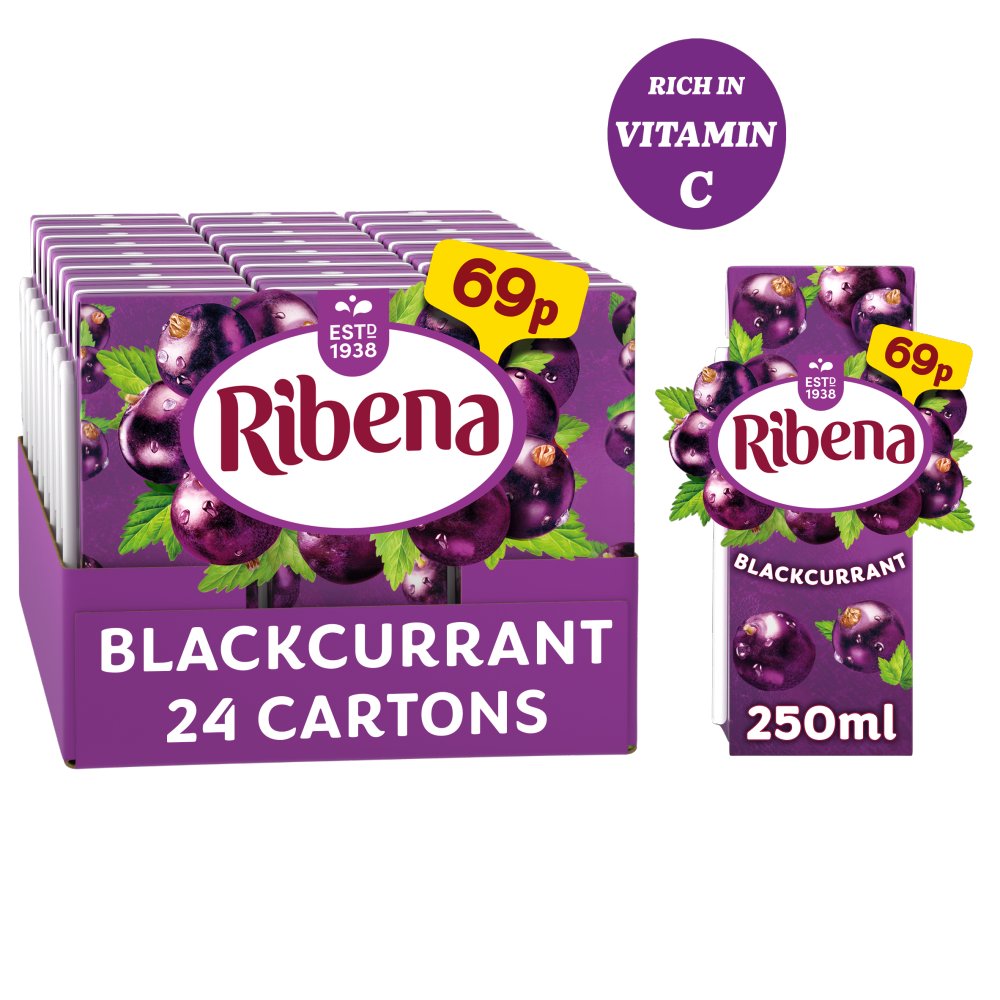 Ribena Blackcurrant Juice Drink PMP 69p (250ml × 24 × 1)