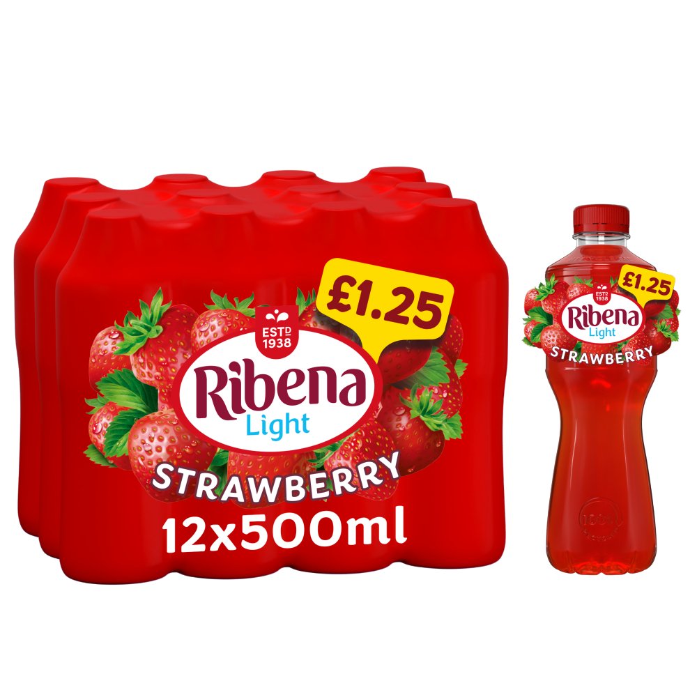 Ribena Strawberry Juice Drink No Added Sugar PMP £1.25 (500ml × 12 × 1)