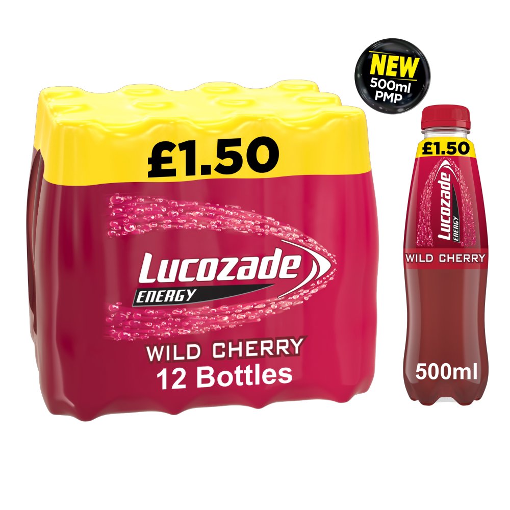 Lucozade Energy Drink Cherry PMP £1.50 (500ml × 12 × 1)