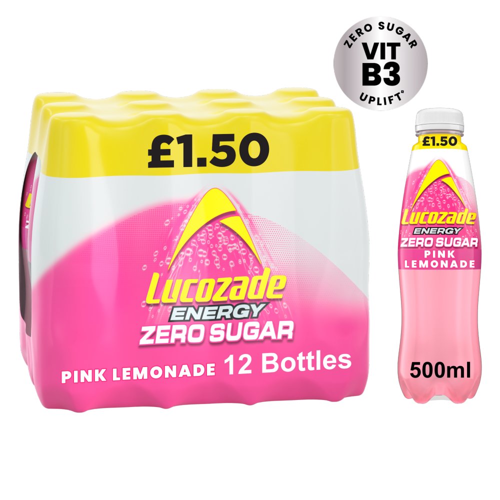 Lucozade Zero Sugar Drink Pink Lemonade PMP £1.50