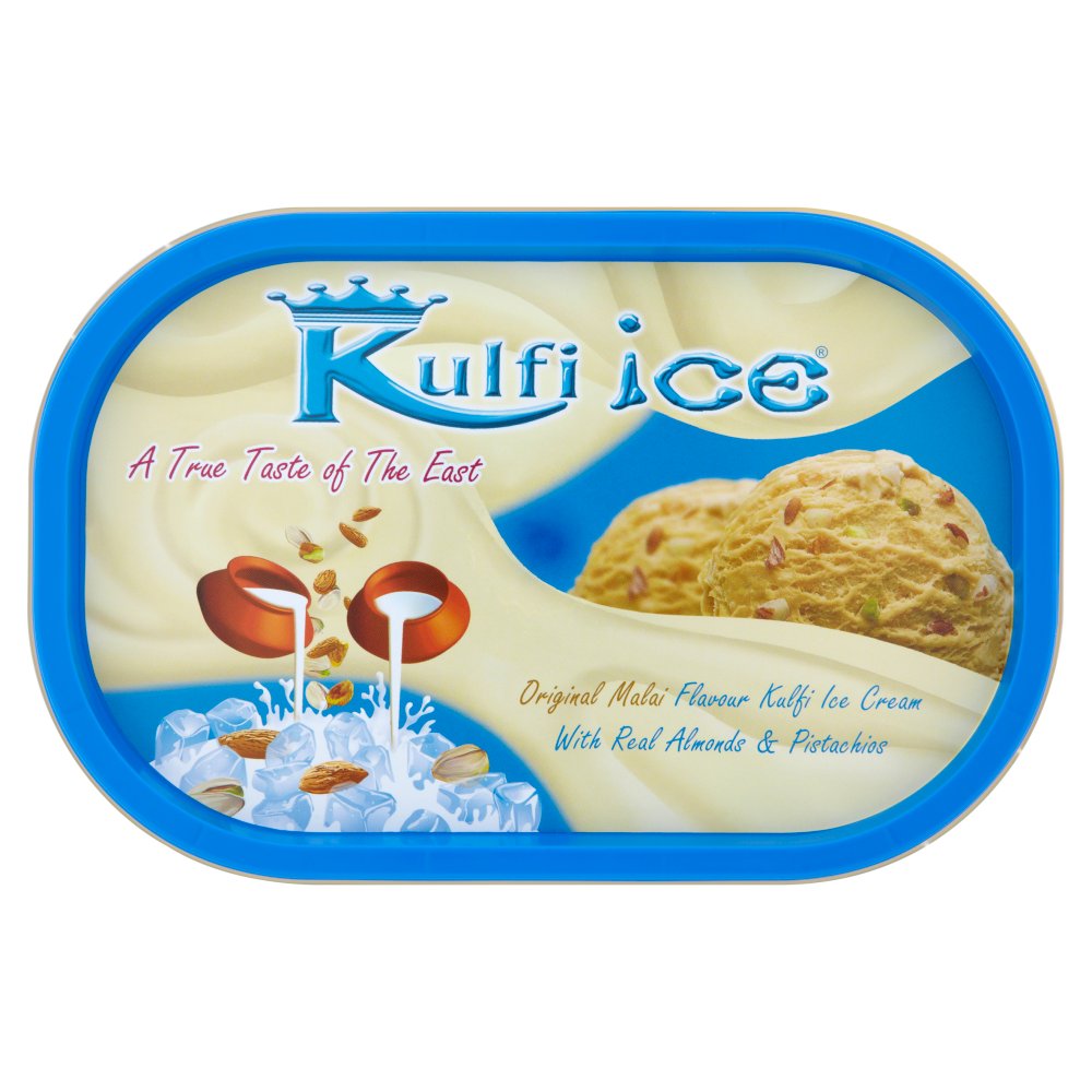 Kulfi Ice Original Malai Flavour Kulfi Ice Cream with Real Almonds & Pistachios (1Ltr × 8)