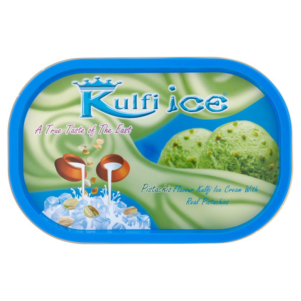 Kulfi Ice Pistachio Flavour Kulfi Ice Cream with Real Pistachios (1Ltr × 8)