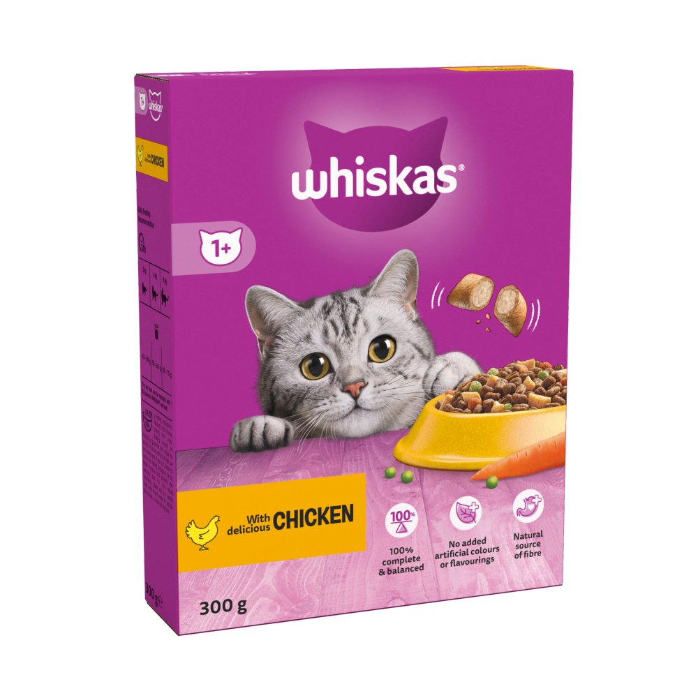 Whiskas 1+ Chicken Adult Dry Cat Food (300g × 6 × 1)