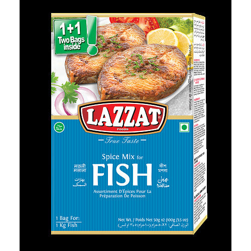 Lazzat Foods True Taste Spice Mix for Fish (100g × 6 × 1)