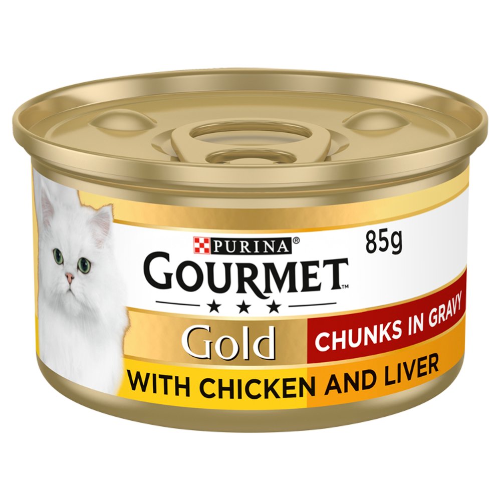 GOURMET Gold Chunks in Gravy Chicken and Liver Wet Cat Food (85g × 12 × 1)