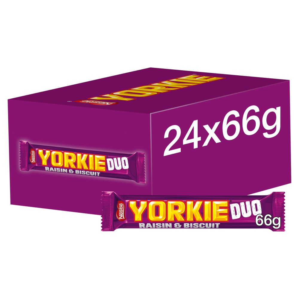 Yorkie Raisin & Biscuit Chocolate Duo Bar (66g × 24 × 1)