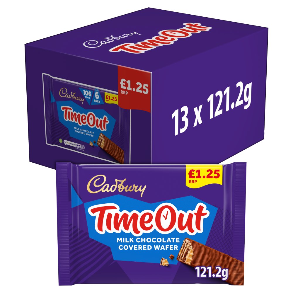 Cadbury Time Out Milk Chocolate Covered Wafer Biscuits 6 pack £1.25 PMP
