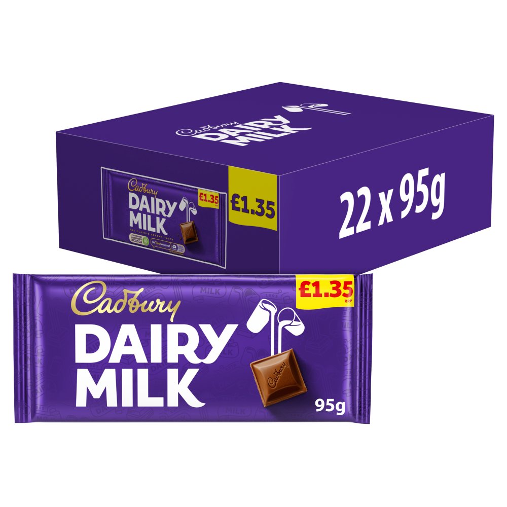 Cadbury Dairy Milk Chocolate Bar £1.35 PMP (95g × 22 × 1)