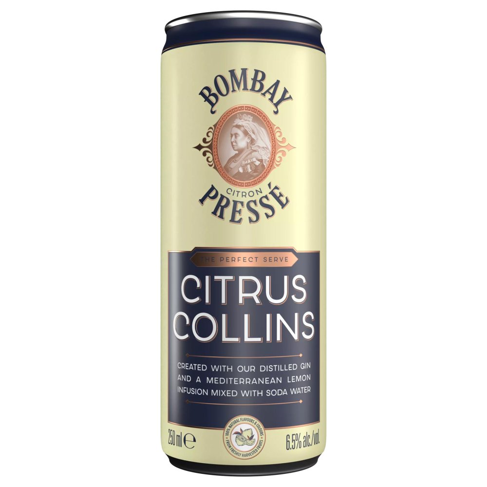 Bombay Citron Presse Citrus Collins Premix Gin Cocktail, 25cl (250ml x 12 x 1)