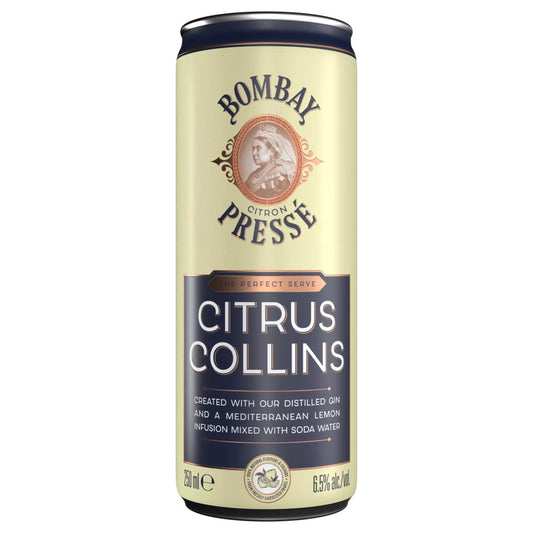 Bombay Citron Presse Citrus Collins Premix Gin Cocktail, 25cl (250ml x 12 x 1)