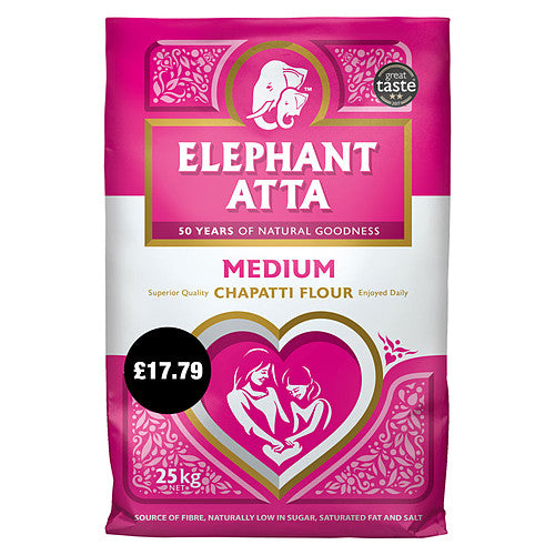 Elephant Atta Medium PM £18.29 (25Kg × 1)