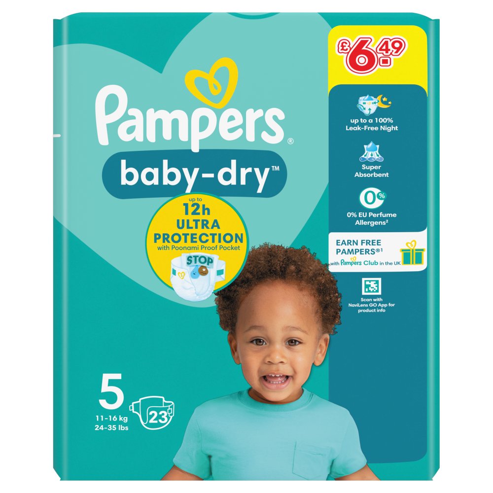 Pampers Baby-Dry Size 5, 23 Nappies, - (23s × 4 × 1)
