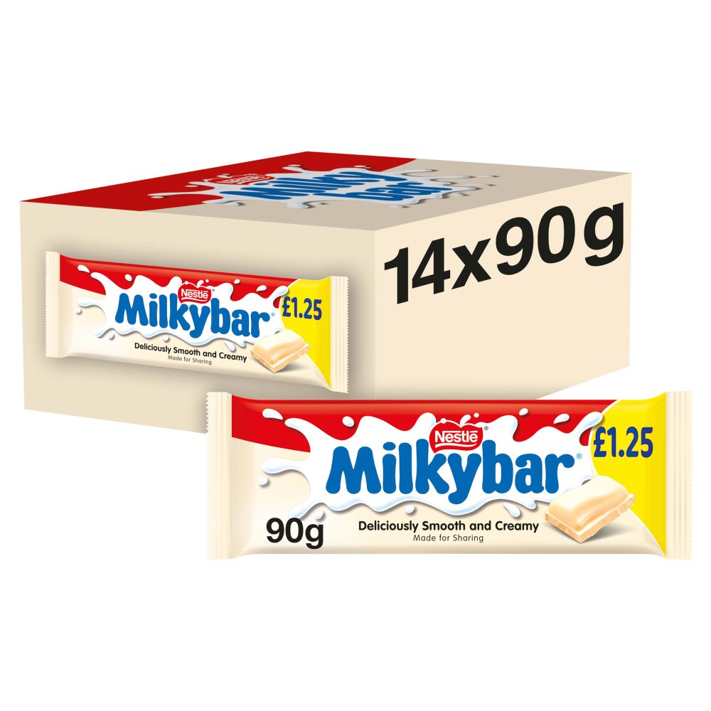 Milkybar White Chocolate Sharing Bar PMP £1.25 (90g × 14 × 1)