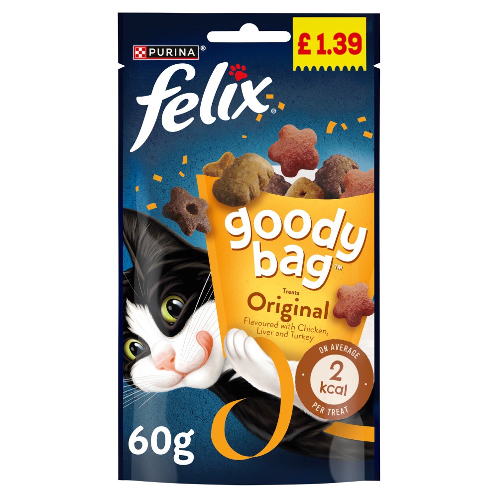 FELIX Goody Bag Original Chicken, Liver and Turkey Cat Treats PMP (60g × 8 × 1)