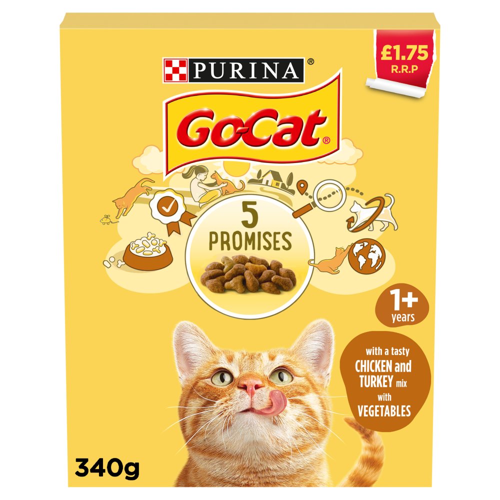 GO-CAT Chicken and Turkey Dry Cat Food PMP (340g × 6 × 1)