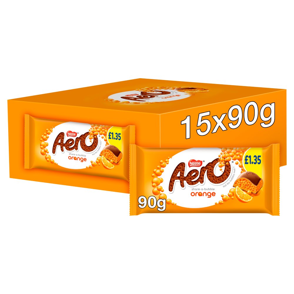 Aero Orange Chocolate Sharing Bar PMP £1.35 (90g × 15 × 1)