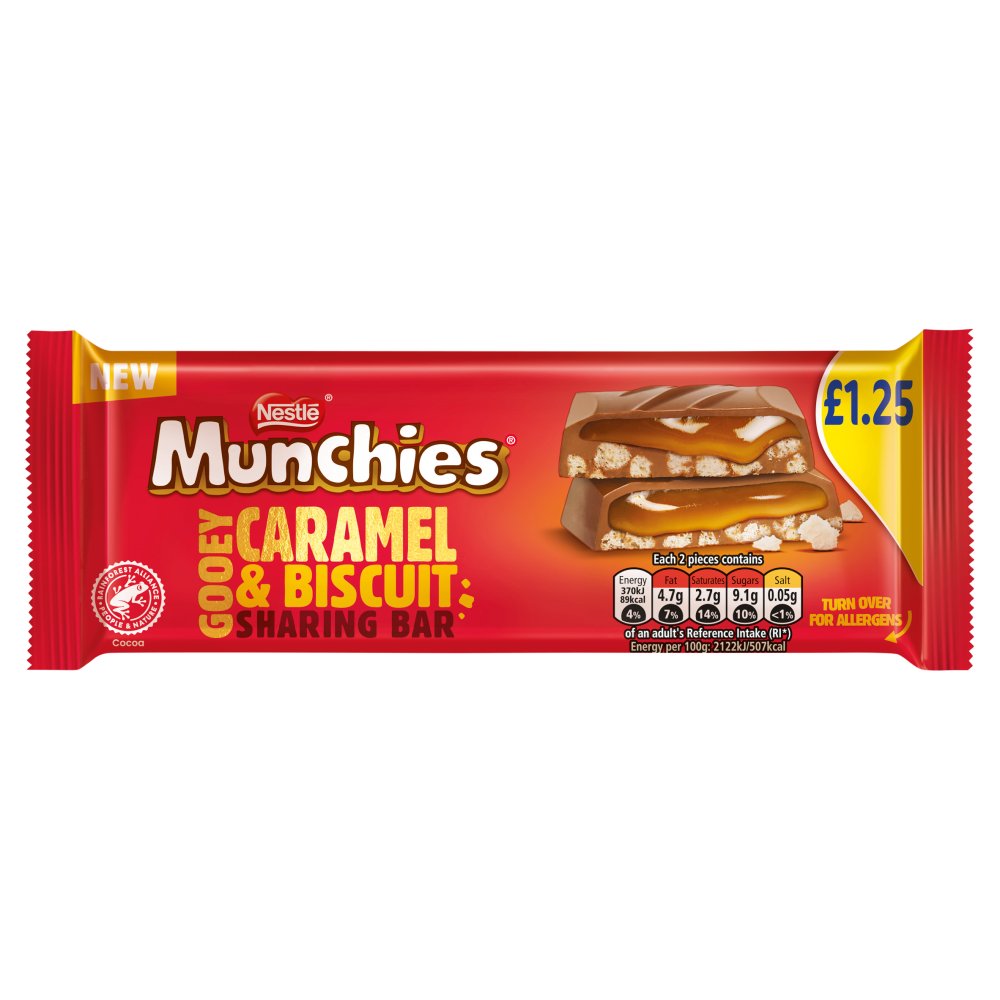 Munchies Caramel & Biscuit Chocolate Sharing Bar PMP £1.25 (87g × 16 × 1)