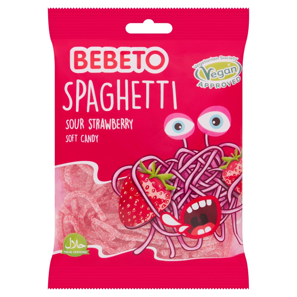 Bebeto Spaghetti Sour Strawberry Soft Candy