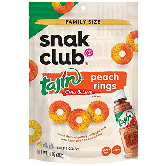 SNAK CLUB TAJIN PEACH RINGS CHILI N LIME PEG BAG