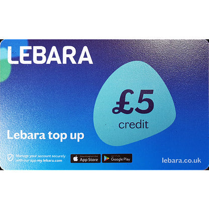 Lebara Top Up Voucher £5 (Sgl × 10)