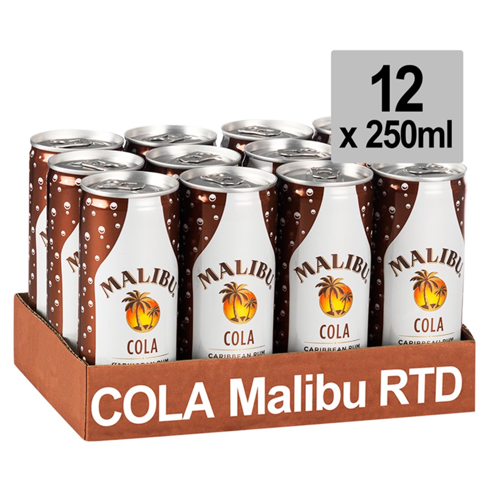 Malibu Coconut Rum & Cola Mixed Drink (25Cl × 12 × 1)