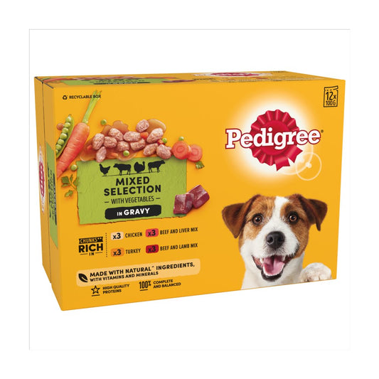 Pedigree Adult Wet Dog Food Pouches Mixed in Gravy (100g × 1)