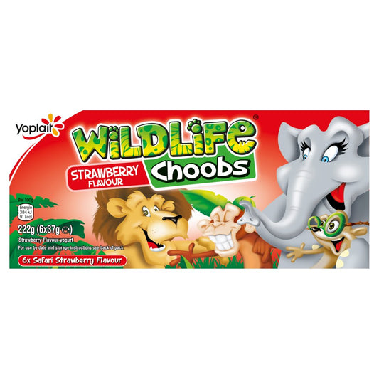 Wildlife Choobs Kids Strawberry Yoghurt Tubes (6X37g × 12)