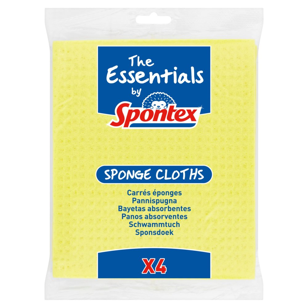 The Essentials by Spontex 4 Sponge Cloths (4pk × 12 × 1)