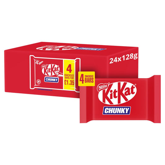 KitKat Chunky Milk Chocolate Snacksize Bar 4 Pack Multipack  PMP £1.35 (4pk × 24 × 1)