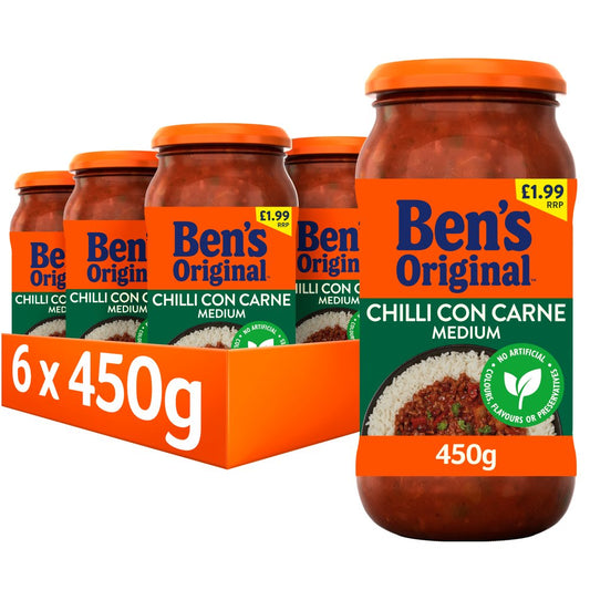 Bens Original PMP £1.99 Medium Chilli Con Carne Sauce (450g × 6 × 1)