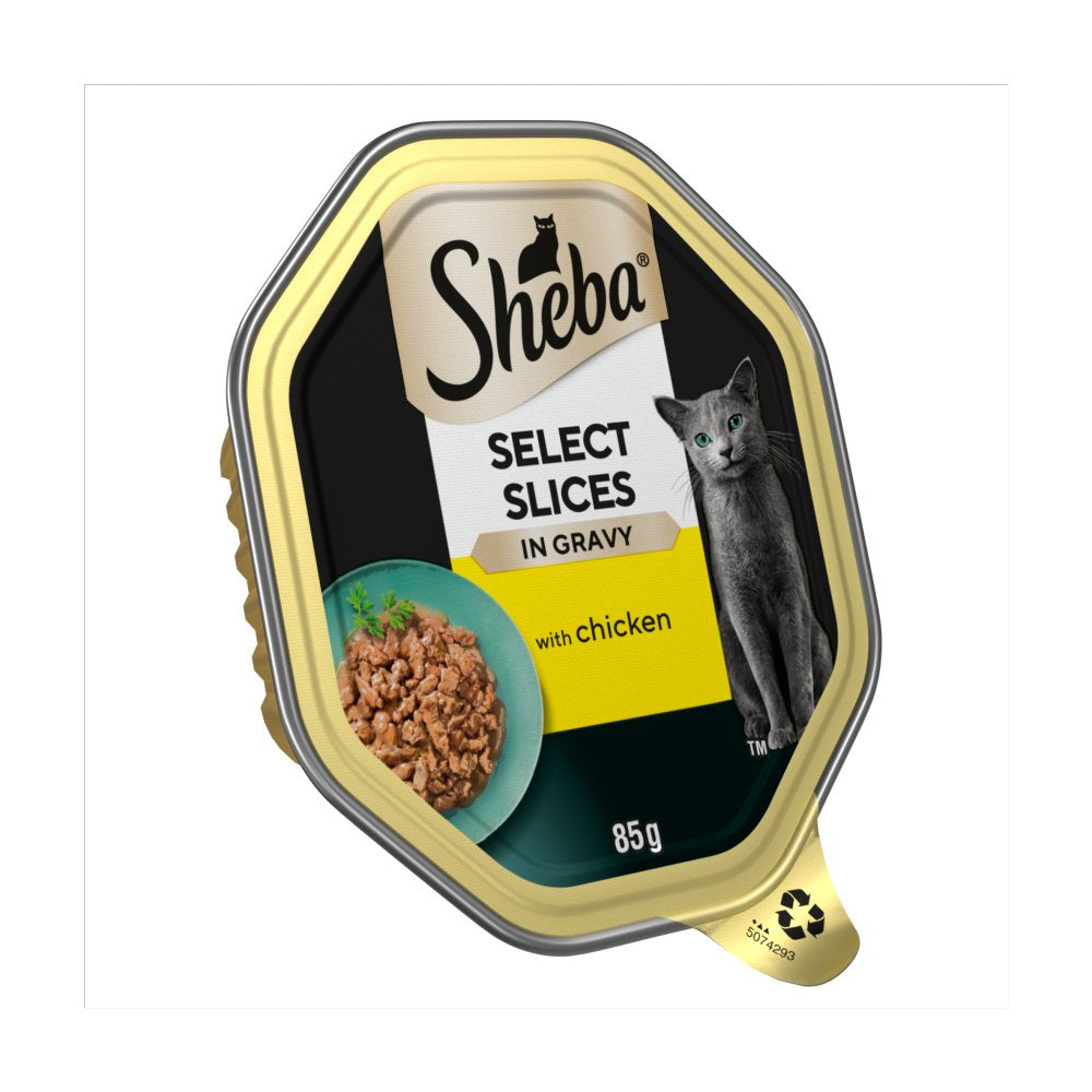 Sheba Select Slices Adult Cat Food Tray with Chicken in Gravy (85g × 22 × 1)