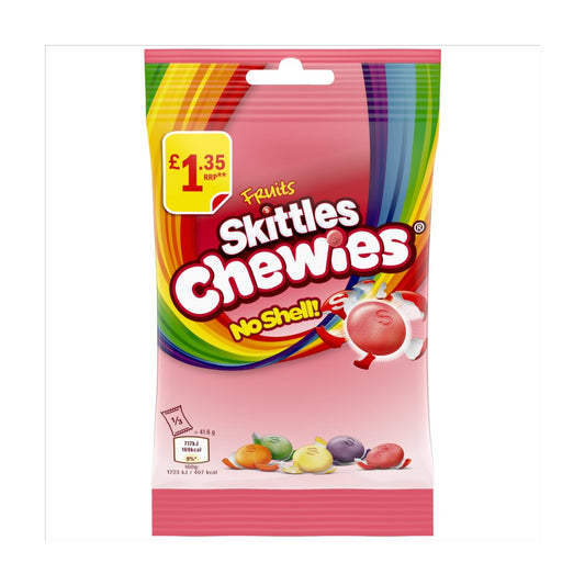 Skittles Chewies Vegan Sweets Fruit Flavoured Treat Bag £1.35 PMP (125g × 12 × 1)